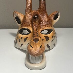 Ceramic Giraffe Wall Mask Hand Painted Safari Animal Wall Decor